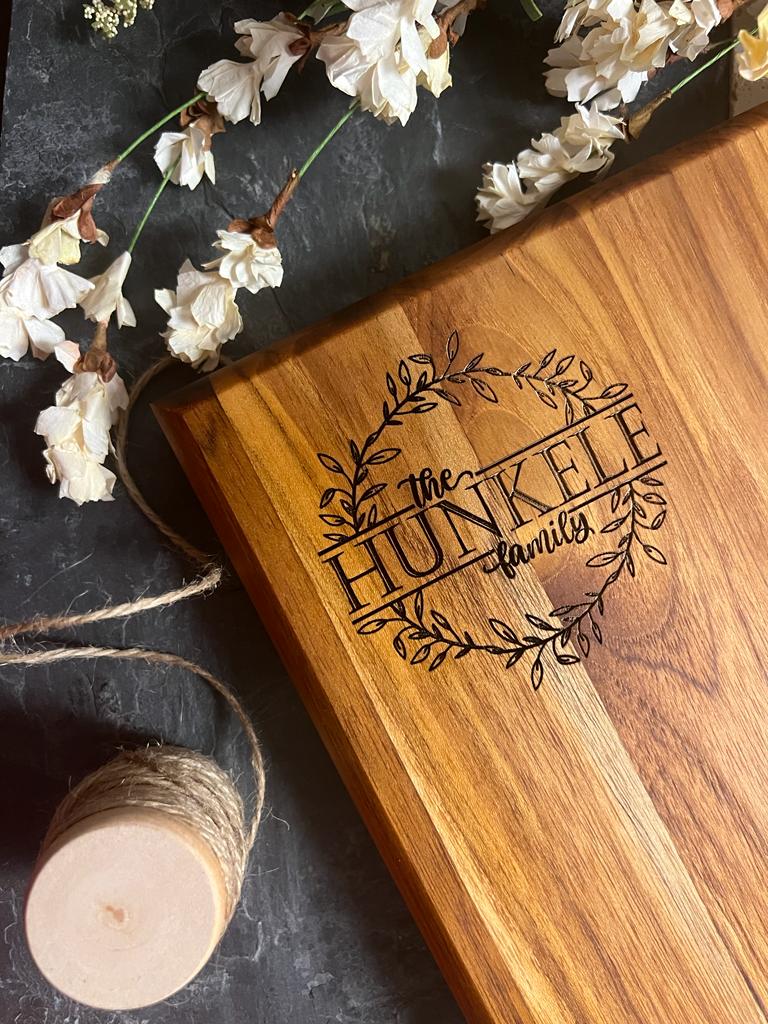 The Split Wreath Design, Signature Teak Cutting Board