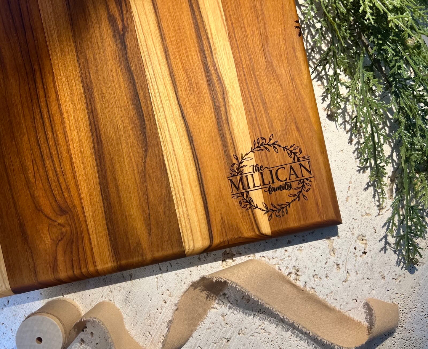 The Split Wreath Design, Signature Teak Cutting Board