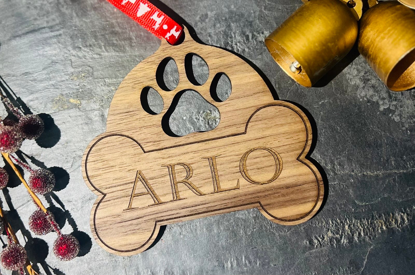Dog Pawprint & Bone Ornament