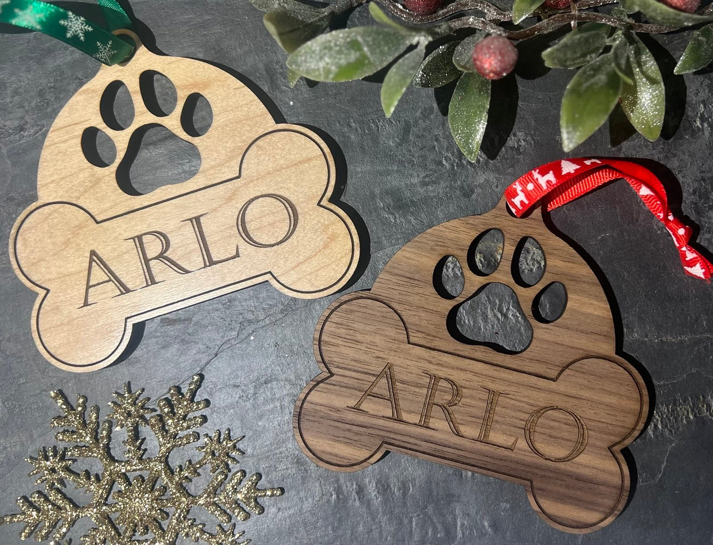 Dog Pawprint & Bone Ornament