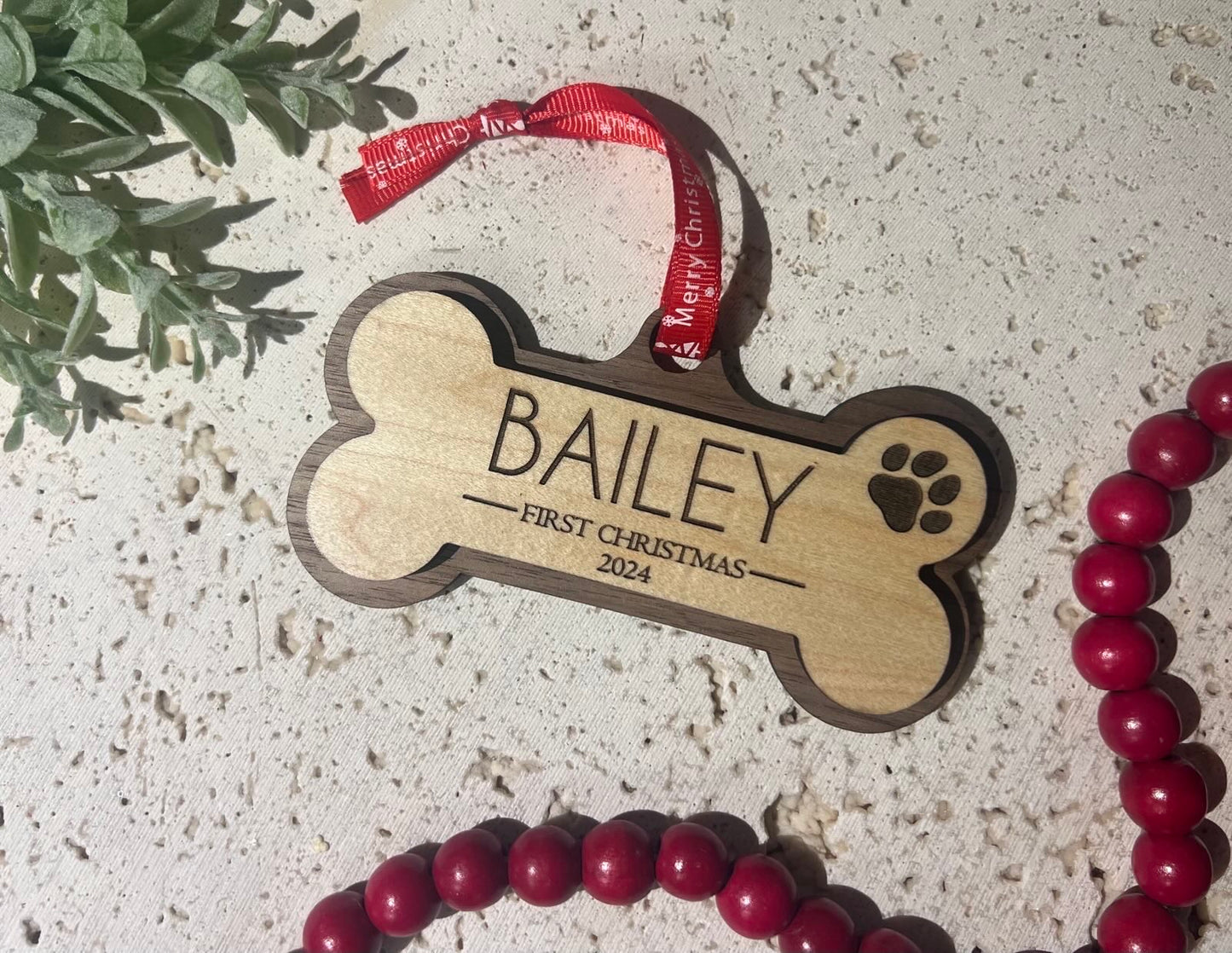 Dog Bone First Christmas Ornament