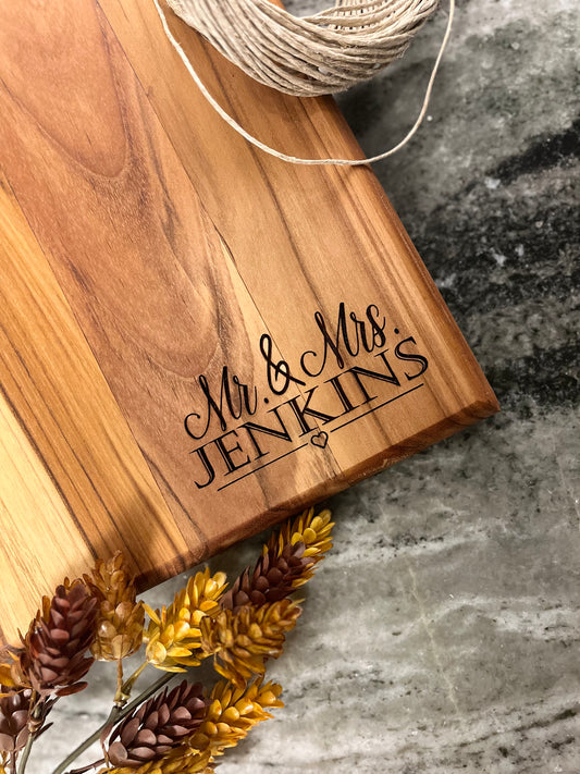 The Mr & Mrs Design, Signature Teak Cutting Board
