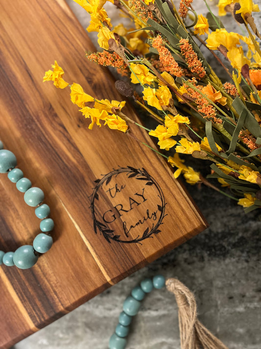 The Closed Wreath Design, Signature Teak Cutting Board