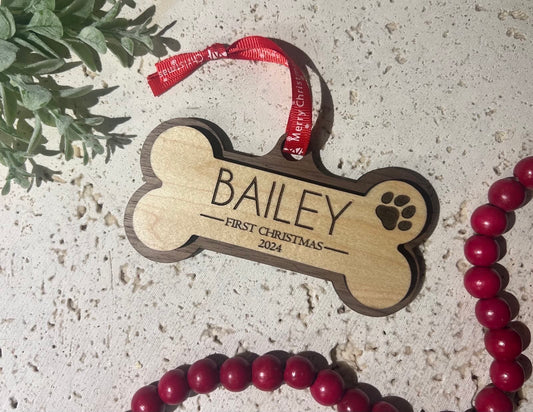 Dog Bone First Christmas Ornament